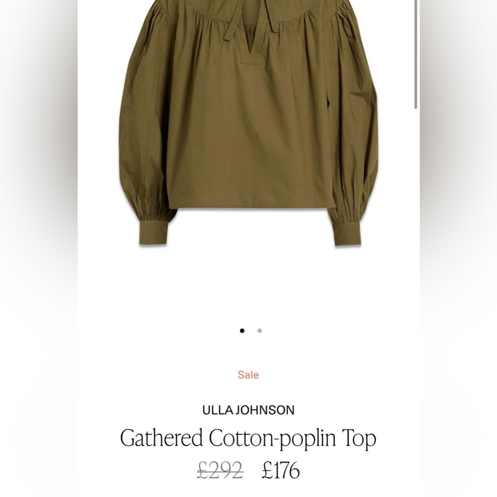 ULLA JOHNSON
Gathered Cotton-Poplin Top - Picture 12 of 12